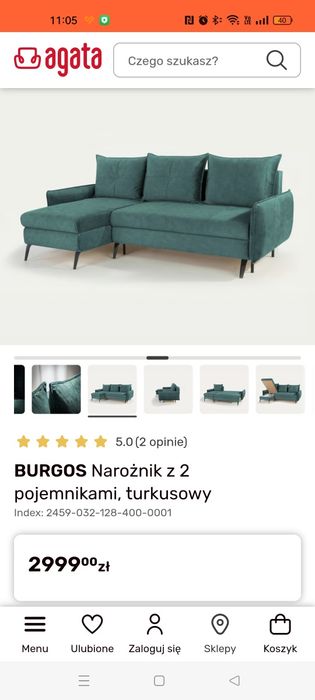 Narożnik z 2 pojemnikami na pościel