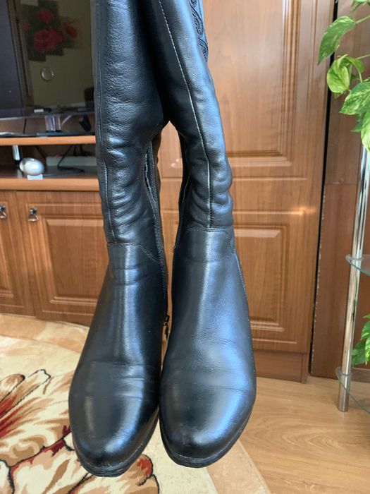 Чоботи жіночі зимові шкіряні на цегейці (сапоги)