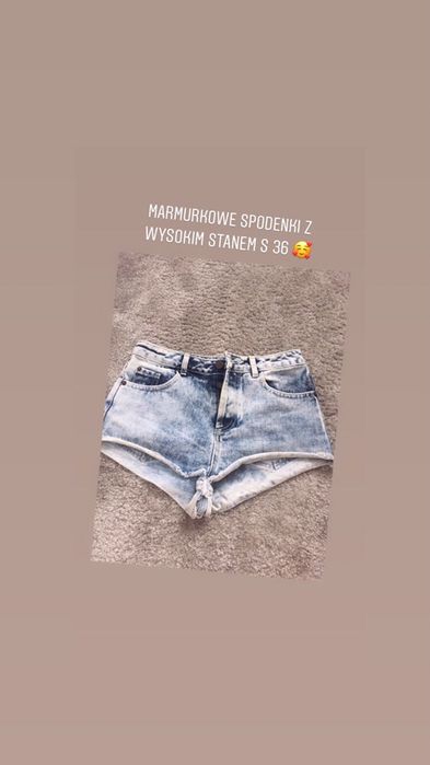 Spodenki jeansowe jeans 36 s wysoki stan marmurkowe