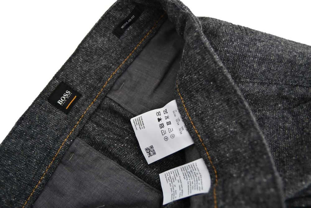 HUGO BOSS spodnie męskie grafitowe wełna melanż REGULAR FIT 32/34
