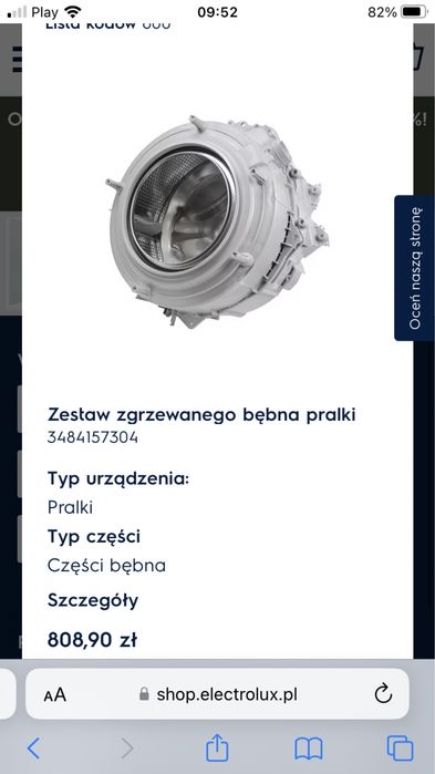 Pralka bęben zestaw elektrolux