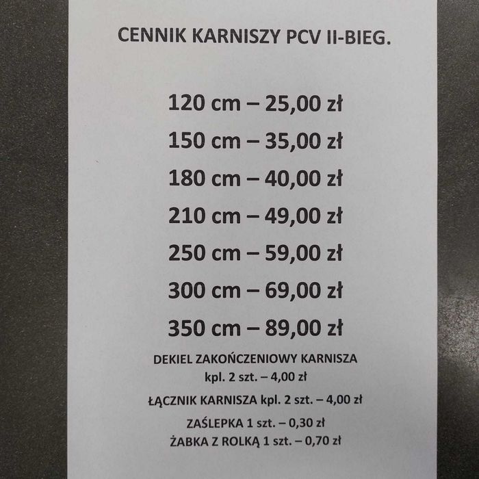 Szyna sufitowa - karnisz dwutorowy biały pcv 3,5 mb (350 cm)
