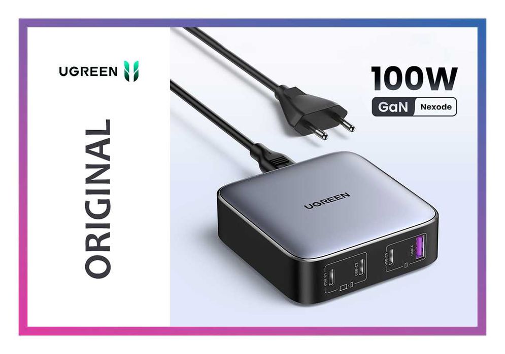 Блок питания 100W UGREEN Gan зарядка блочок для быстрой зарядки