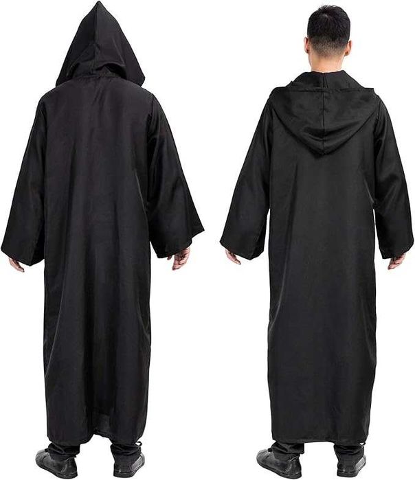 Túnica / Capa com Capuz Medieval XXL Preta