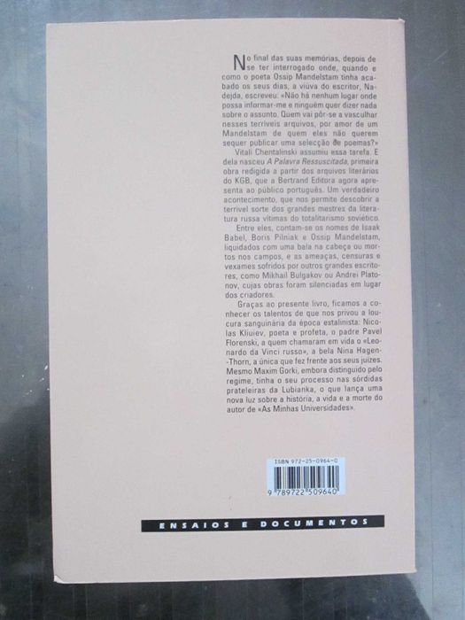 A Palavra Ressuscitada: Arquivos Literários K G B, Vitali Chentalinski