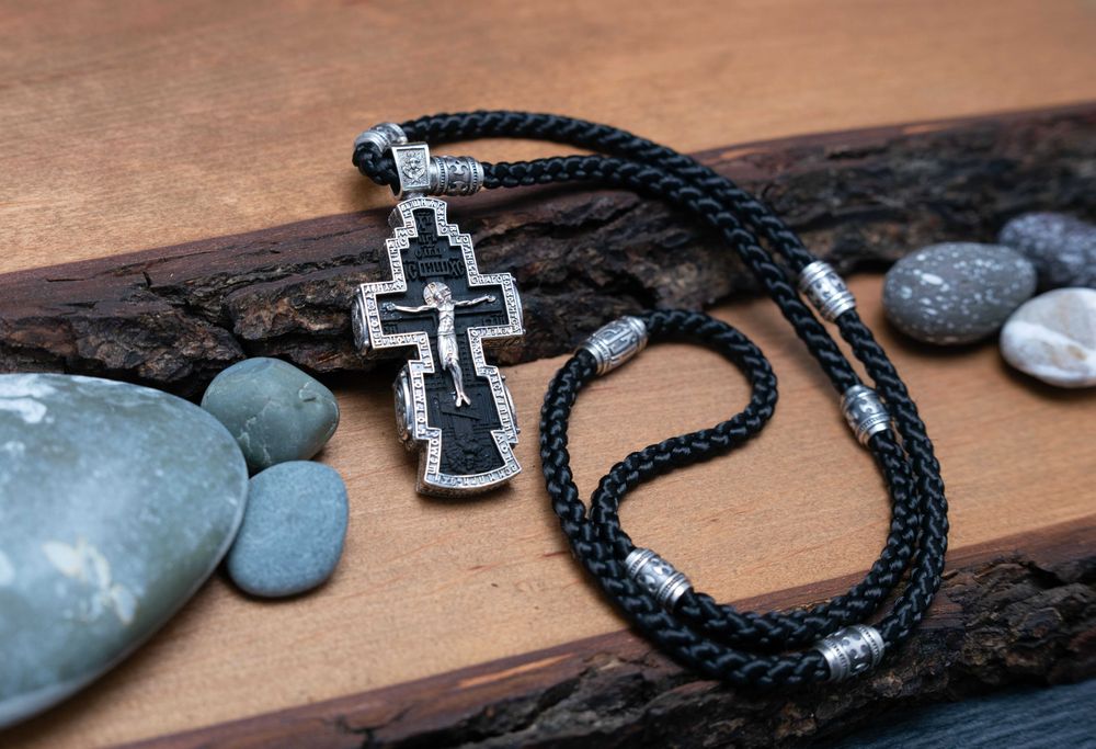 Крест эбеновое дерево, серебро 925 пробы