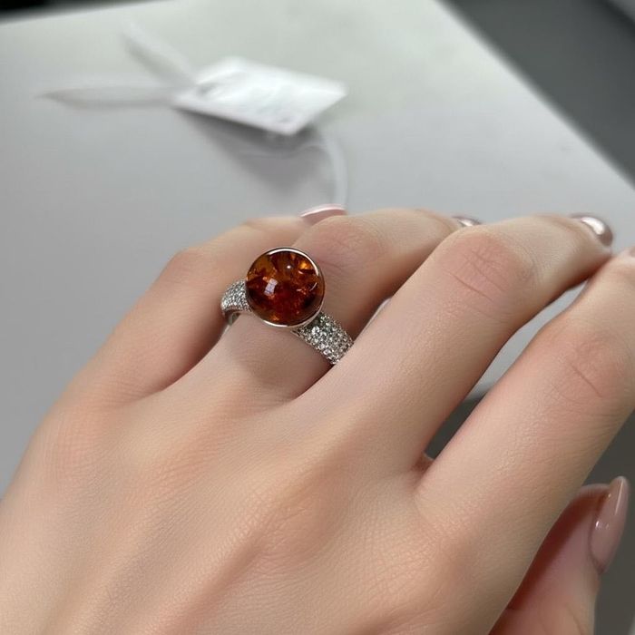 Новий шикарний срібний набір з натуральним бурштином, срібло 925 проба