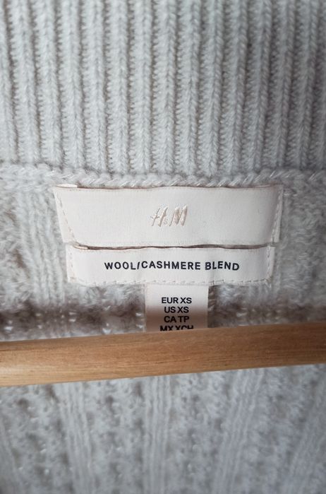 Kamizelka wełniana kaszmirowa bezrękawnik sweter H&M beżowa kaszmir