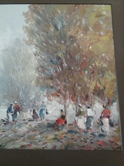 Pintura a óleo «Personagens no rio Mondego», de Pedro Olaio Filho