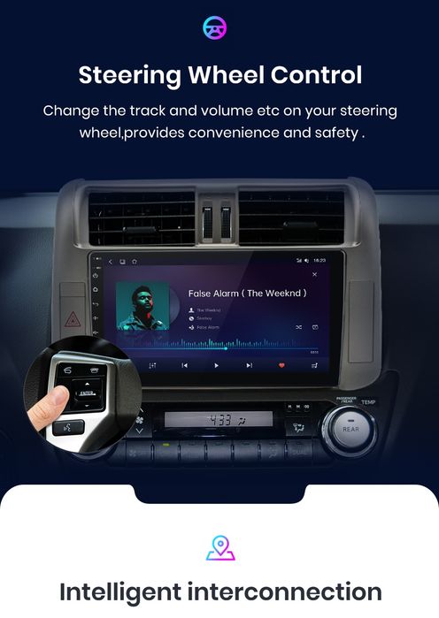 Rádio android Toyota Land Cruiser Prado 150 Carplay GPS wifi 2/32GB