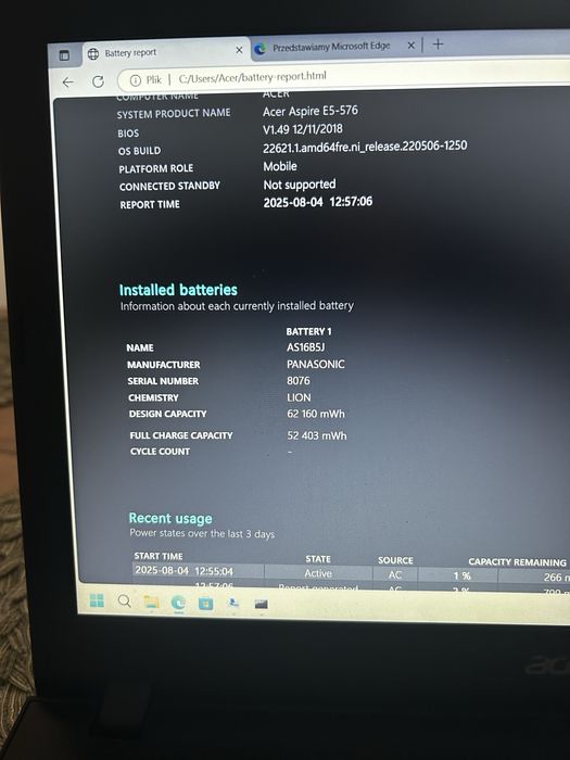 Laptop Acer Aspire E5-576