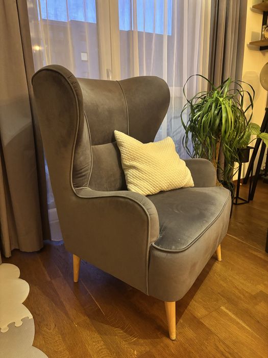 Fotel uszak nowoczesny welurowy