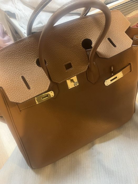 Skorzana karmelowa torebka jak Birkin
