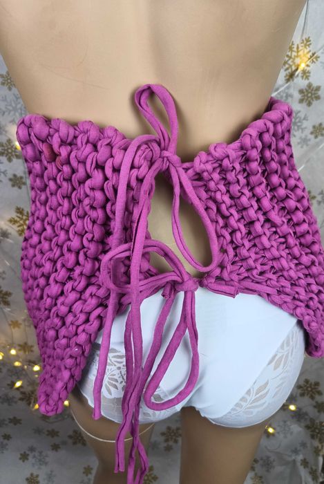 Damski, pleciony gorset w kolorze fioletowym, Noname oversize