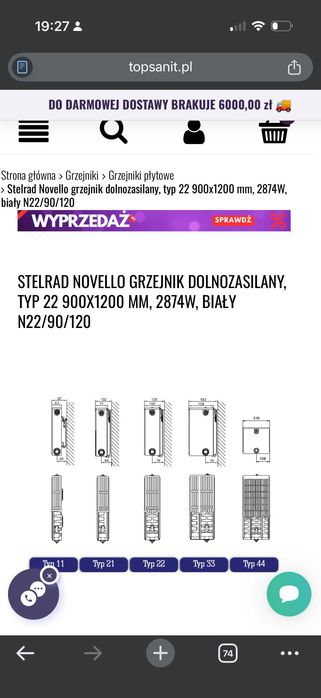 Grzejnik Stelrad Novello N22 90x120 dolnozasilany