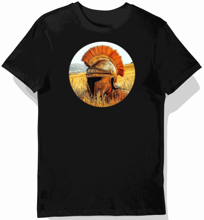 Koszulka męska czarna z motywem pomarańczowego hełmu legionisty 3XL