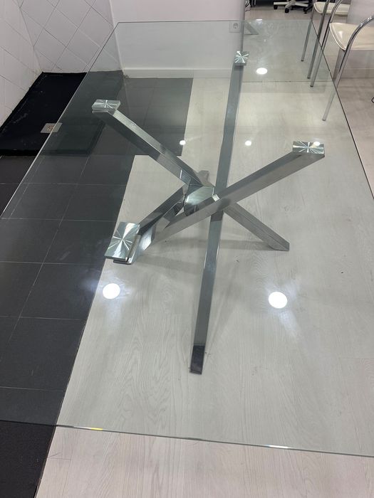 Mesa jantar vidro e inox