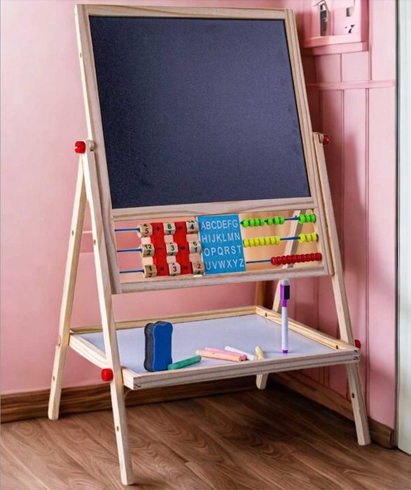 Mocna Dwustronna Tablica Kredowa Magnetyczna Dla Dzieci + Gratisy