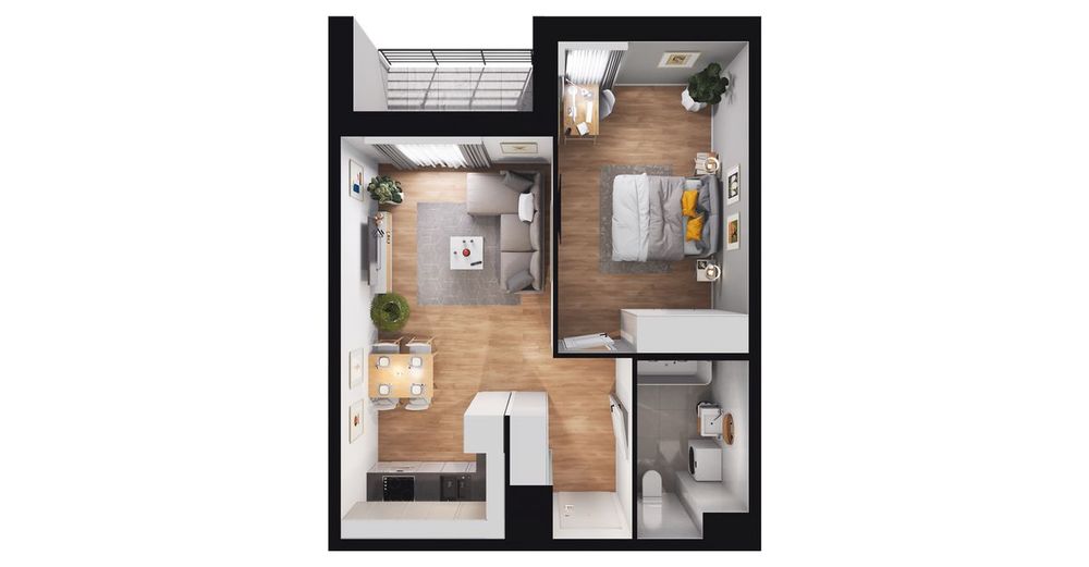 2-pokojowe mieszkanie 42m2 + loggia