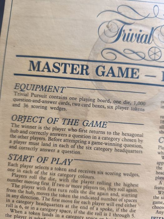 Trivial Pursuit Master Game GenusTM Edition vintage 1983 po angielsku