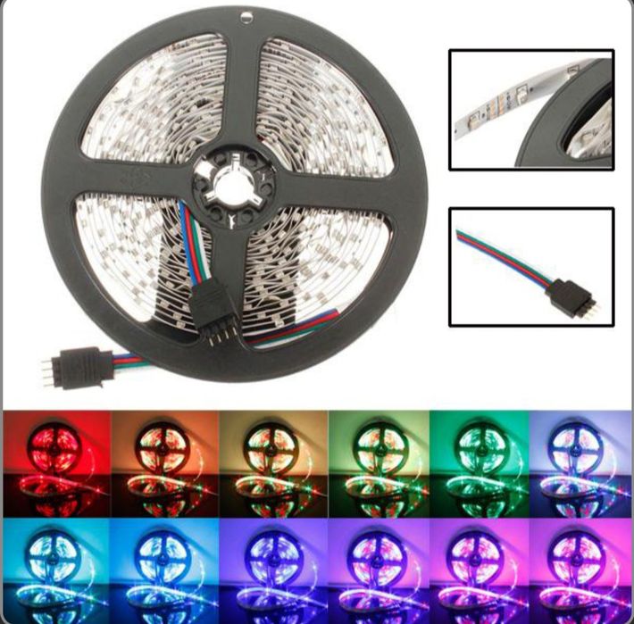 Світлодіодна стрічка SMD 5050 RGB LED 5 м IP65 з пультом та блоком жив