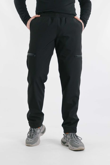 Штани чоловічі зимові теплі з флісом чорні Softshell