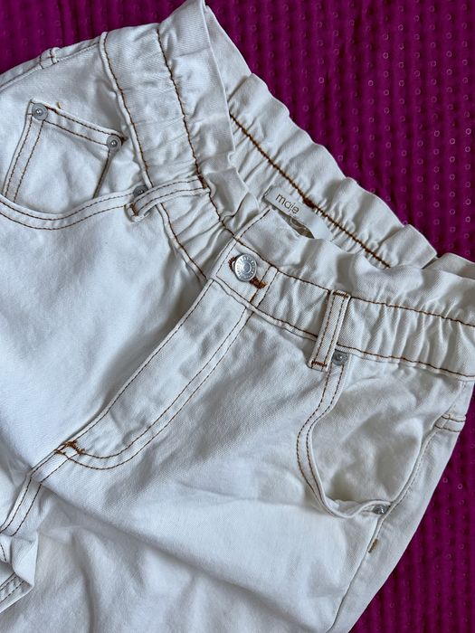 Maje 36 S jeansy białe kremowe cotton wysoki stan
