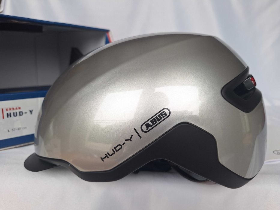 Kask rowerowy Abus Urban Hud-y LED Gleam Silver L 57-61cm