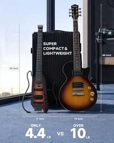 DONNER HUSH-X SUNBURST turystyczna gitara elektryczna z pokrowcem