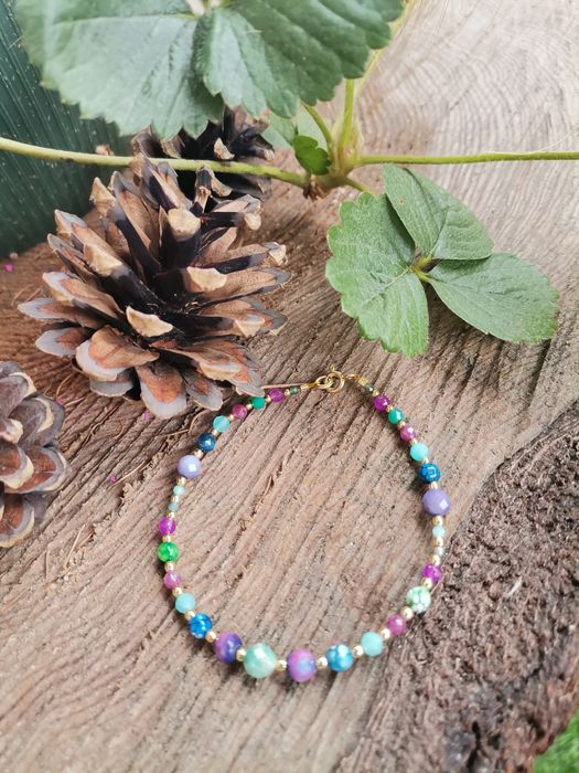 Bransoletka na lince kamienie rubin onyks agat Sugilit srebro 925 apat