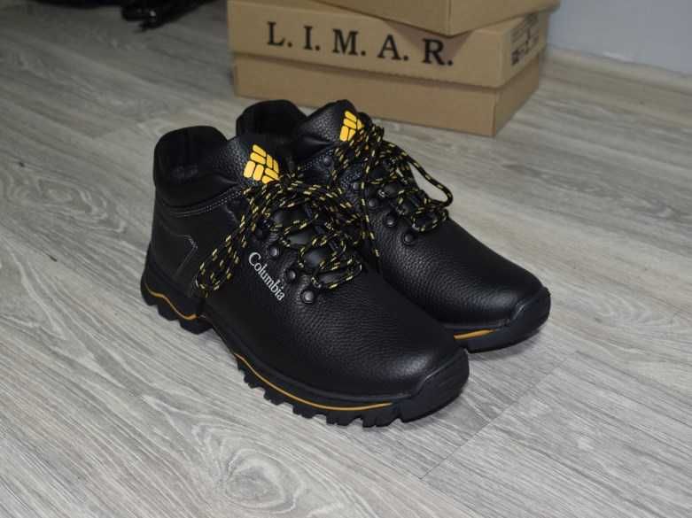 Кожаные мужские ботинки зимние прошитые чоловічі черевики