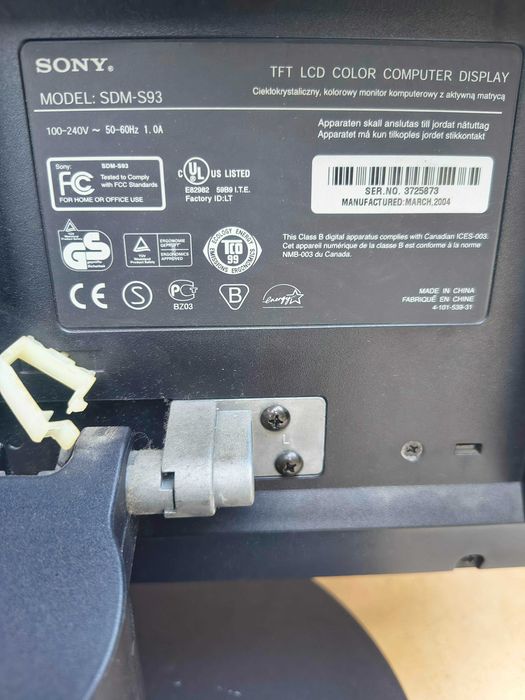 Monitor TFT LCD Sony SDM-S93 19"