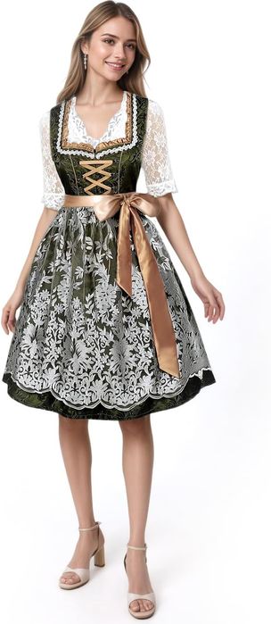VICTERR Dirndl damski midi 3-częściowy na Oktoberfest