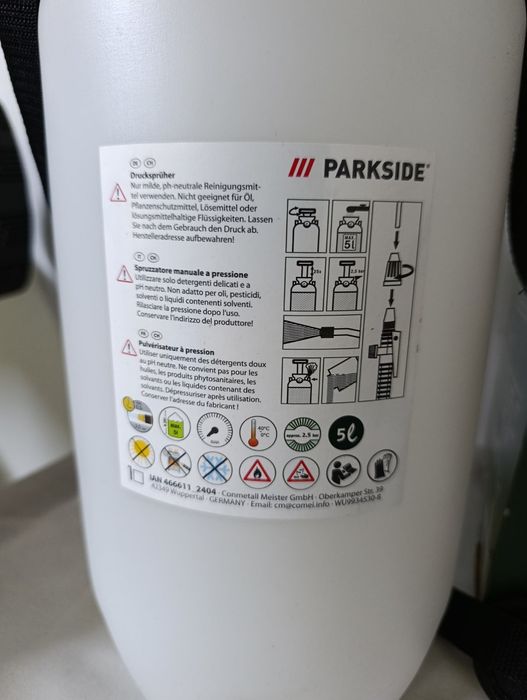 Оприскувач садовий parkside 5l, оприскувач парксайд 5л, садовий оприскувач, пулівезатор парксайд, опрыскиватель садовый парксайд 5л