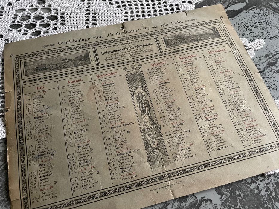 Stary kalendarz Glatz Kłodzko 1906 r.