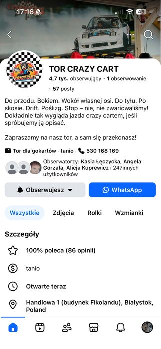 Sala zabaw / tor gokartowy CRAZY CART