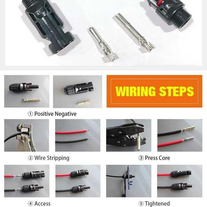 Коннектор для солнечной панели MC4 EASUN, 1 пара, 30А, 1000В IP67