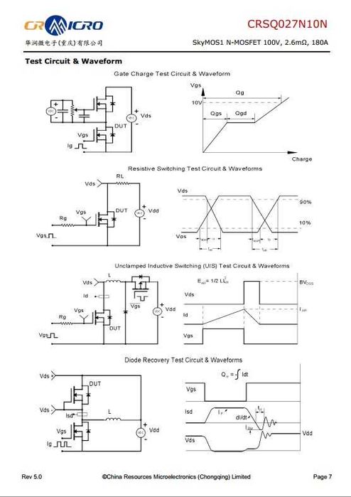 Оригінальні транзистор CRSQ027N10N N-MOSFET 100V, 180A, 454W, 2.6mΩ