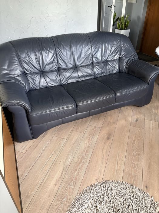 Komplet wypoczynkowy skórzany naturalny 3+2+1 sofa fotel