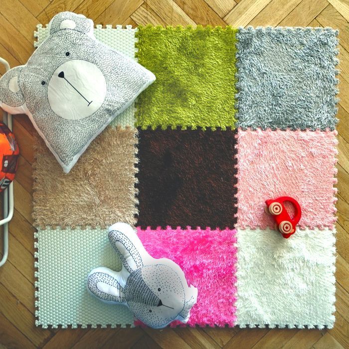 puzzle piankowe z dywanem SHAGGY szary