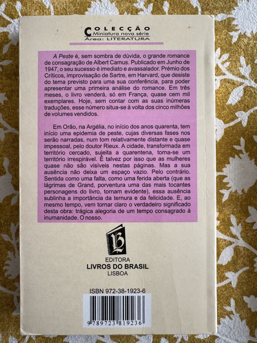 Livro  “A  Peste” de Albert Camus