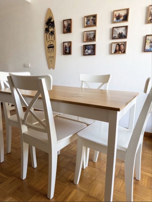 Conjunto de Jantar IKEA: Mesa LERHAMN + 4 Cadeiras ROSENTORP (Excelente Estado)