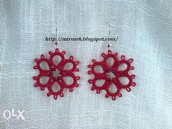 Kolczyki frywolitka gotyk gothic czerwone