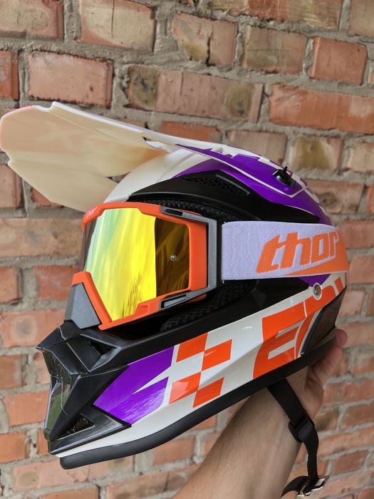 Мотошолом Ендуро Шлем Шльом Шолом Комплект Рукавиці баф  Мото