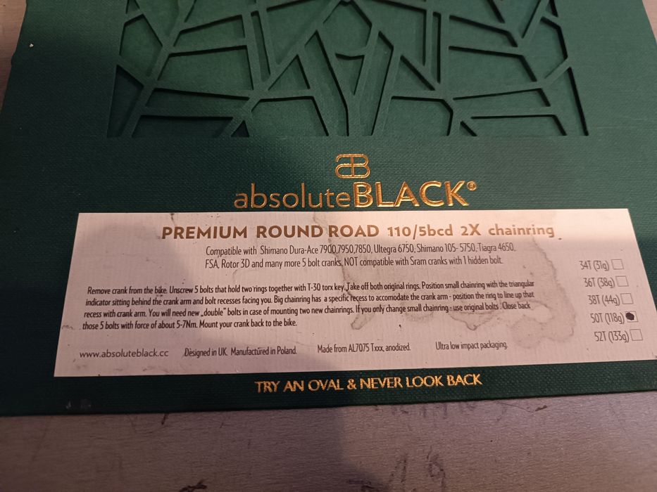 tarcze, blaty, zębatki Absolute Black 50/34