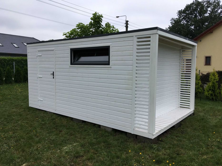 Domek narzędziowy Alex - 4,5 m x 3 m z drewutnią