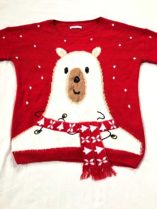 Sweter Reserved czerwony świąteczny na święta misiu zimowy na zimę