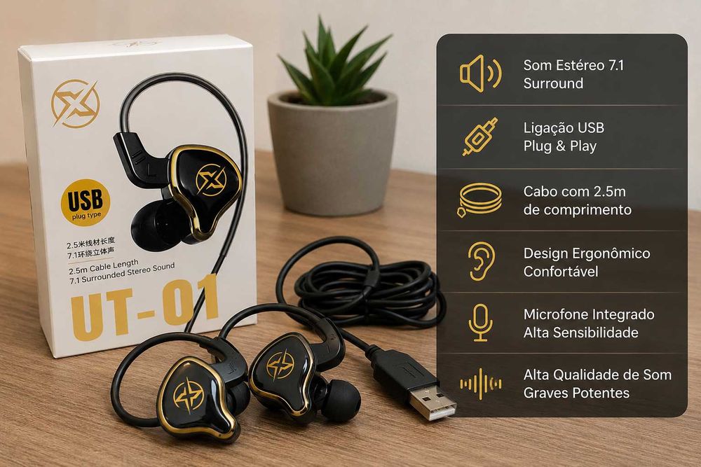 Auriculares Gaming UT-01 USB – Novos