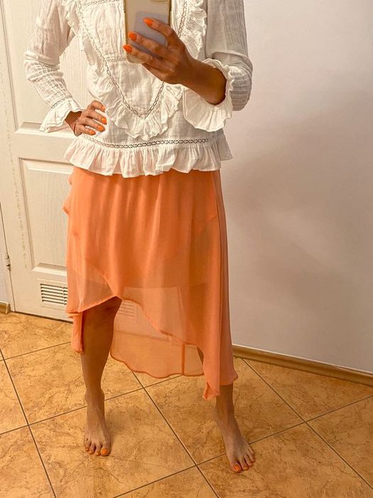 Reserved Spódnica maxi z tiulu tiul szyfon szyfonowa asymetryczna  M