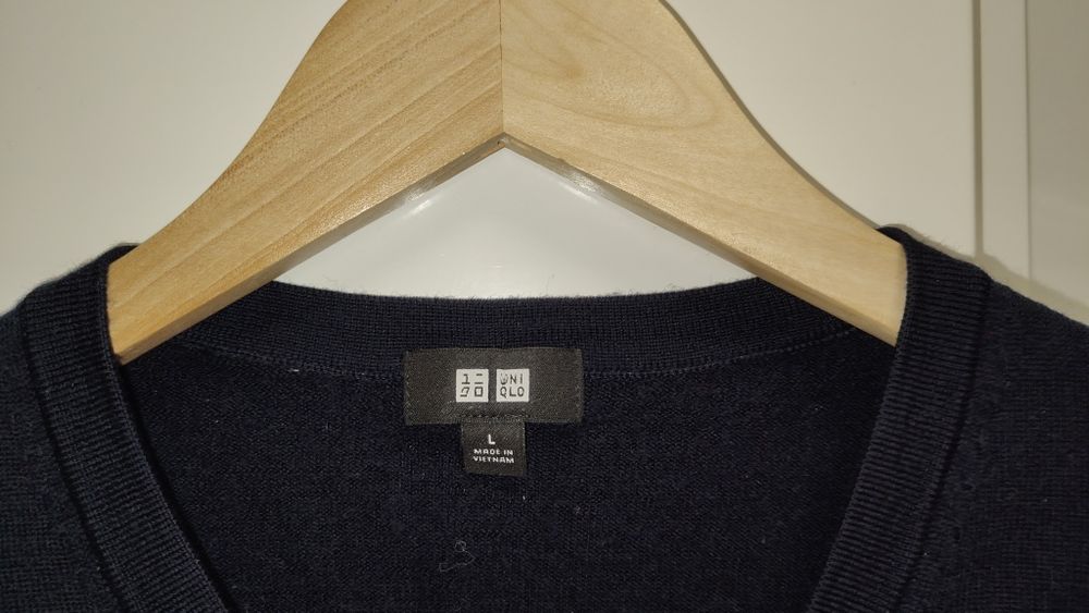 Sweter Uniqlo r. L granatowy 100% wełna